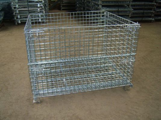 Galvanizli Tel Ağı Palet Kafesleri Katlanabilir Yüklenebilir Katlanabilir Palet Kafesleri