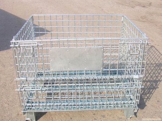 Ağır Güçlü Galvanizli Metal Depolama Kafesleri / giyim evi için katlanabilir tel örgü konteyneri