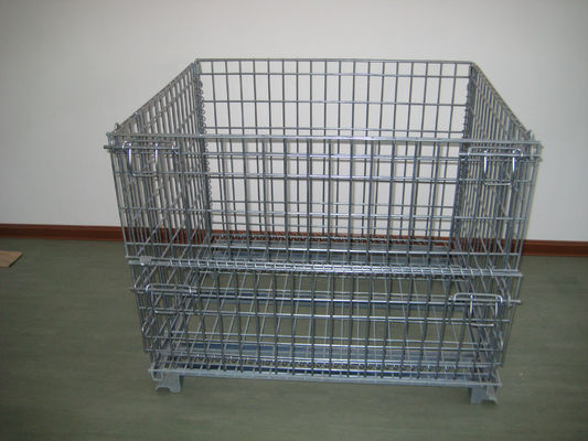 Ağır Güçlü Galvanizli Metal Depolama Kafesleri / giyim evi için katlanabilir tel örgü konteyneri