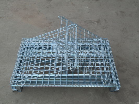 Ağır Güçlü Galvanizli Metal Depolama Kafesleri / giyim evi için katlanabilir tel örgü konteyneri
