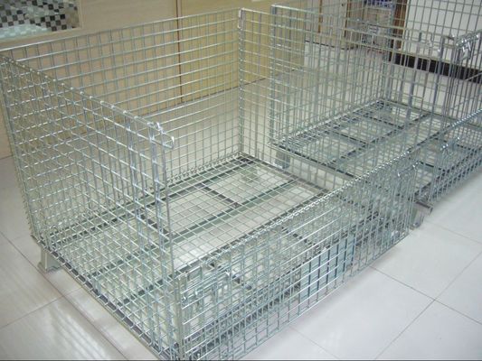 Galvanizli Katlanabilir Tel Ağlı Konteyner, Depo için Tel Ağlı Depolama Kutuları