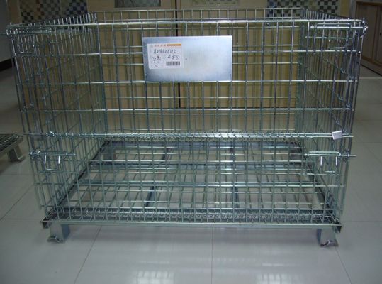 Galvanizli Katlanabilir Tel Ağlı Konteyner, Depo için Tel Ağlı Depolama Kutuları
