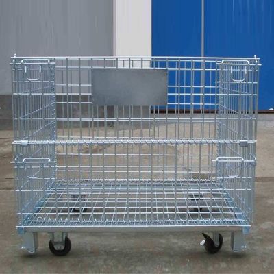 Kilitlenebilir Logistik Katlanabilir Tel Ağı Kafesleri / Mobil Çelik Depolama Konteynerleri