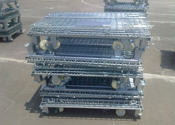 Galvanizli Katlanabilir Tel Ağlı Konteyner, Depo için Tel Ağlı Depolama Kutuları