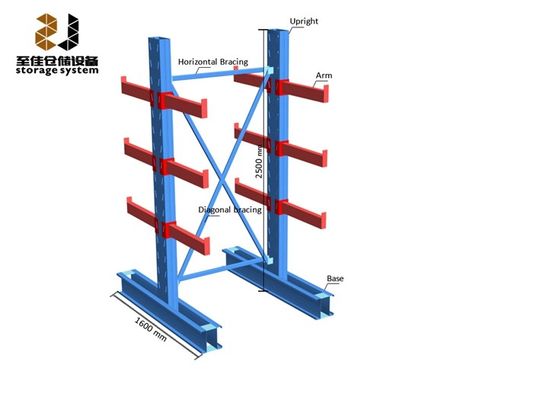 250-800lbs Cantilever Pallet Racking Toz Kaplama Cantilever Rack